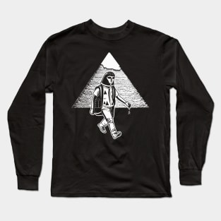 Egyptian Pyramid Hipster Alien Illustration Tee: Cosmic Hipster Long Sleeve T-Shirt